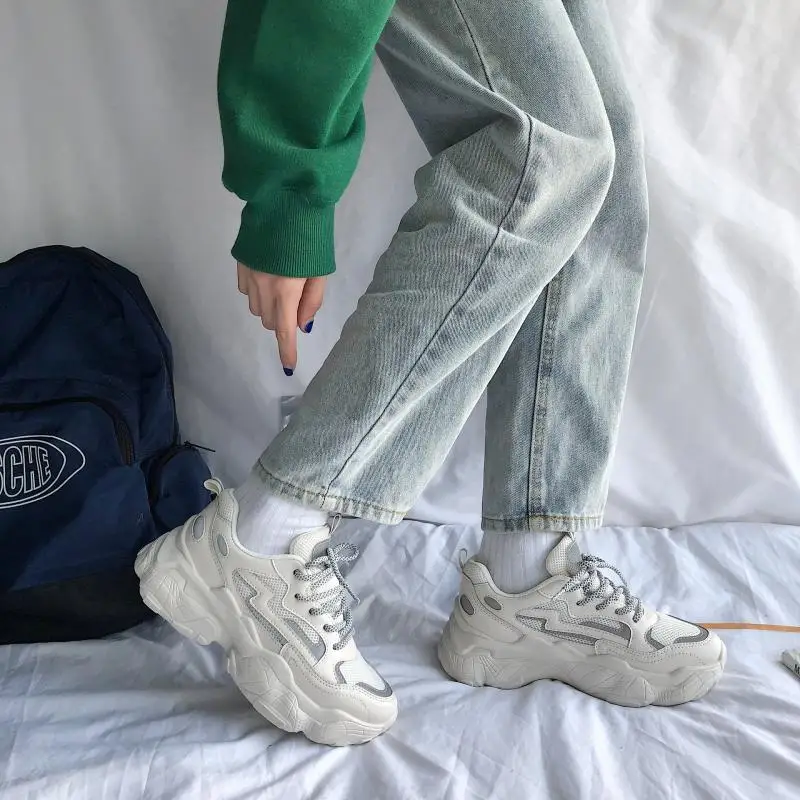 Женские светящиеся кроссовки на платформе дизайнерские теннисные туфли весна