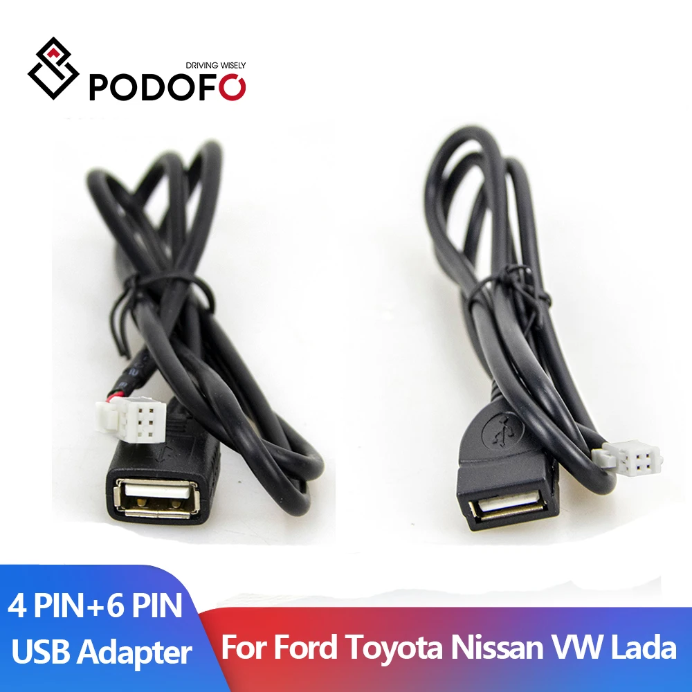 Podofo USB2.0 4Pin 6PIN USB адаптер Android автомобильный Радио для передачи данных кабель
