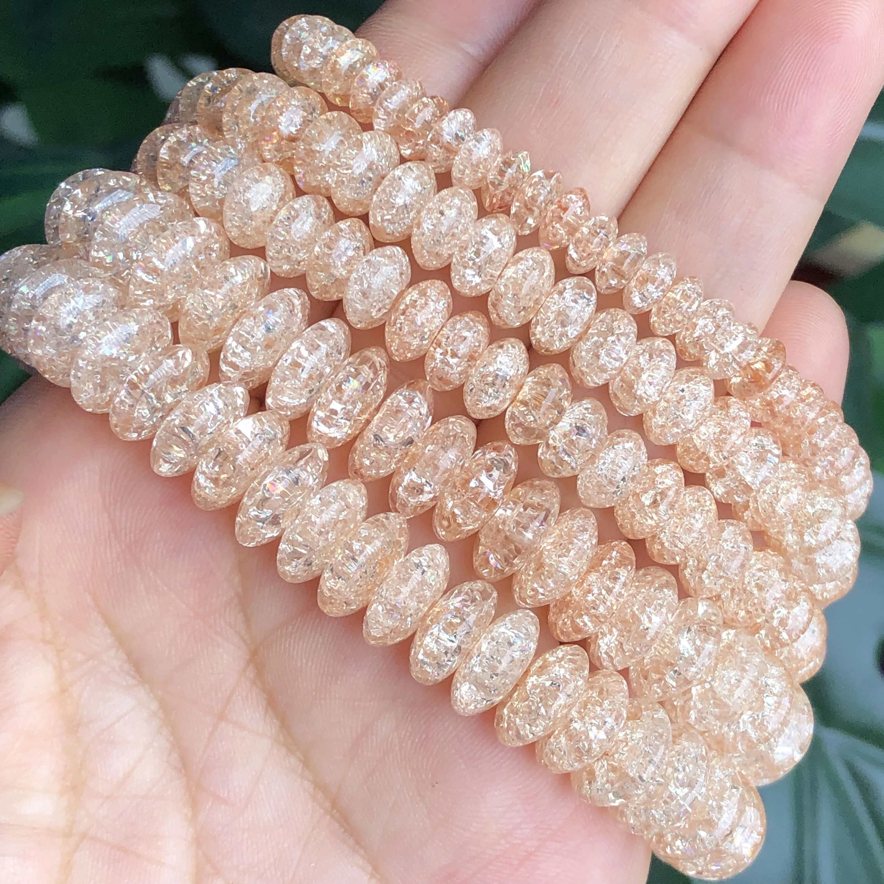 Rondelle Champagne Snow Cracked Crystal Round Beads Loose Spacer For Jewelry Making Diy Bracelet Necklace 15'' 6 8 10mm |