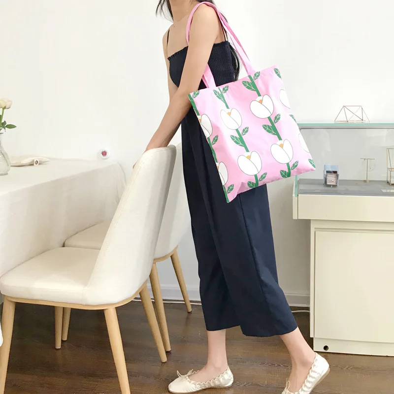 Youda японская девушка розовый цветок печати тотализатор литературные холщовые