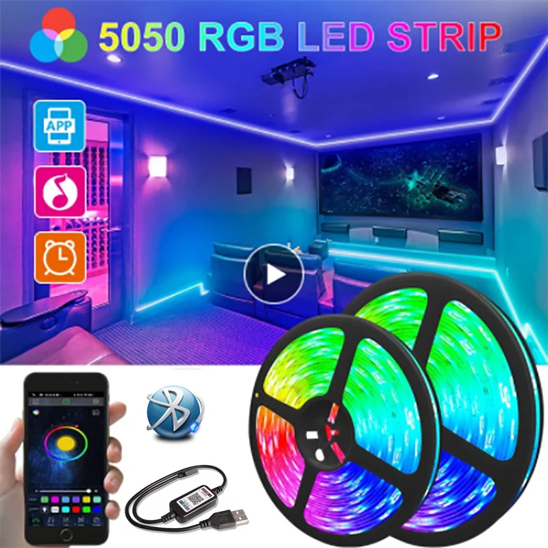 

Bluetooth USB Led Strip Lights 5050 RGB 1/2/5M Led Light TV BackLight Room Decoration Led Tape Diode Flexible Ribbon 30 LED/M