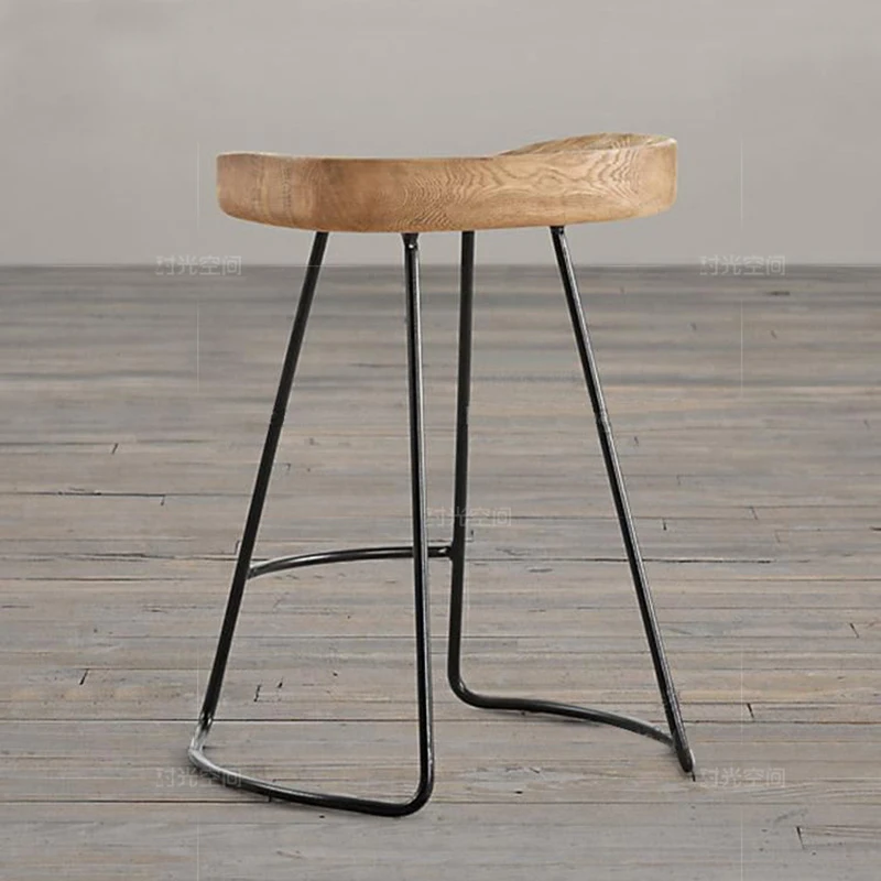 

3 PCS American Bar Stool Bar Stool Modern Comfortable Home Chair Solid Wood Iron Art Bar Stool Fashion Creative High Stool