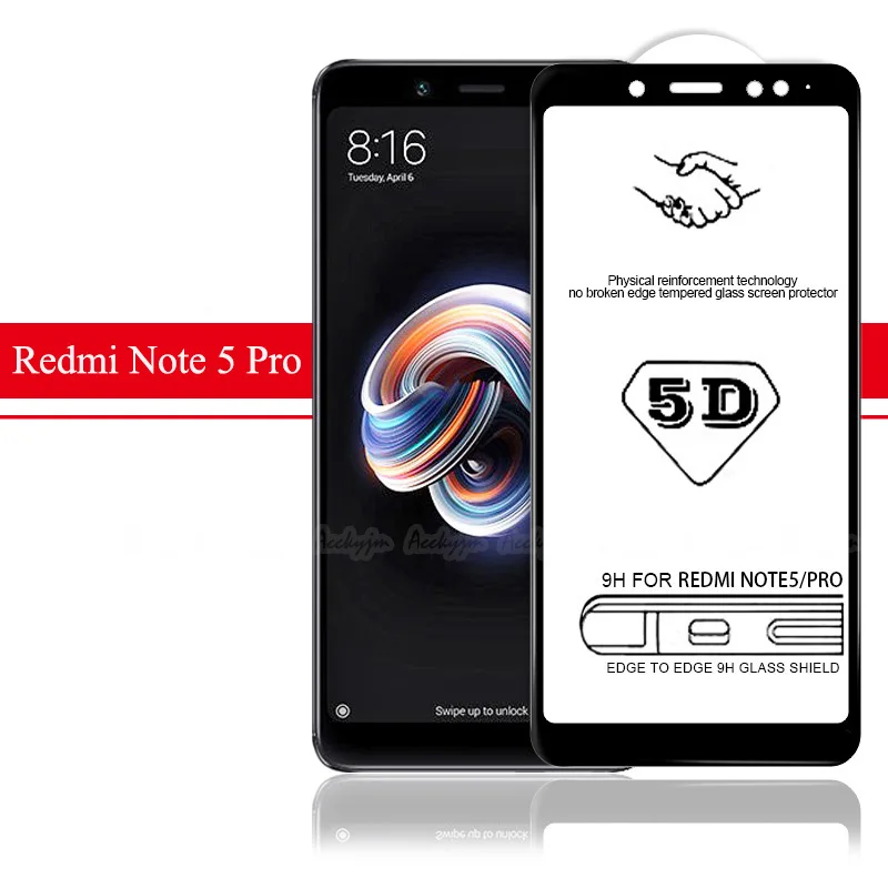 For Redmi Note 5 Pro 5D закаленное стекло с холодной резьбой для Xiaomi Redmi Note 7 6 Pro 3D полное покрытие небьющиеся края протектор экрана Redmi Note 5 Pro - Цвет: For Redmi Note 5 Pro
