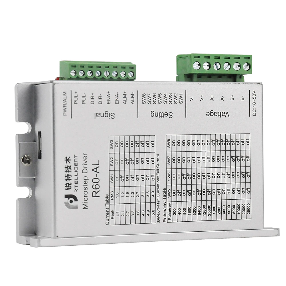 Rtelligent 24-50VDC Nema 24 шаговый двигатель с ЧПУ R60-AL с фазой отсутствует функция сигнализации и IO управления шаговый драйвер
