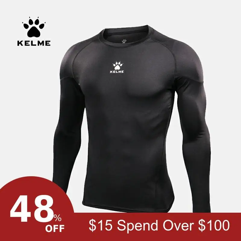KELME Для мужчин с длинным рукавом компрессионные майки для фитнеса тренировочные быстросохнущие блины для кроссфита Для мужчин s эластичность футболки для бега KMC160030