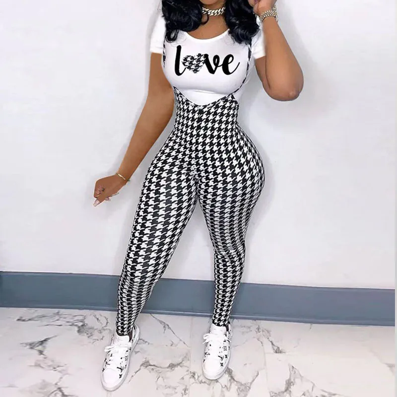 

Aesthetic Two-piece Plus Size Clothing Jacket and Plaid Overalls Suit Fashionable Casual Women's Matching Suit Pants