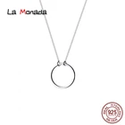 Женское Ожерелье 43-46,5 см, серебряное ожерелье на шею, цепочка 925, ожерелья для женщин, Круглый Кулон, модная Минималистичная бижутерия для девушек