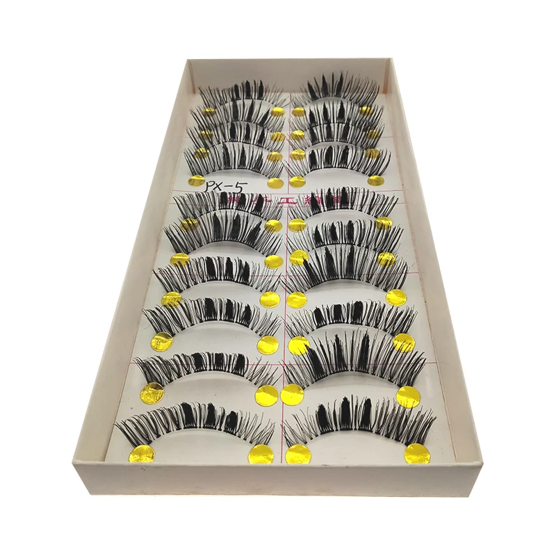 

Simulated slender, comfortable, soft, natural, thick, handmade false eyelashes, 10 pairs in a box