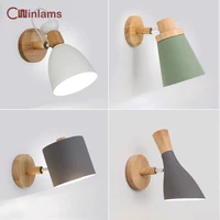Скандинавский настенный светильник из массива дерева для спальни, современный минималистичный светодиодный настенный светильник в виде м...