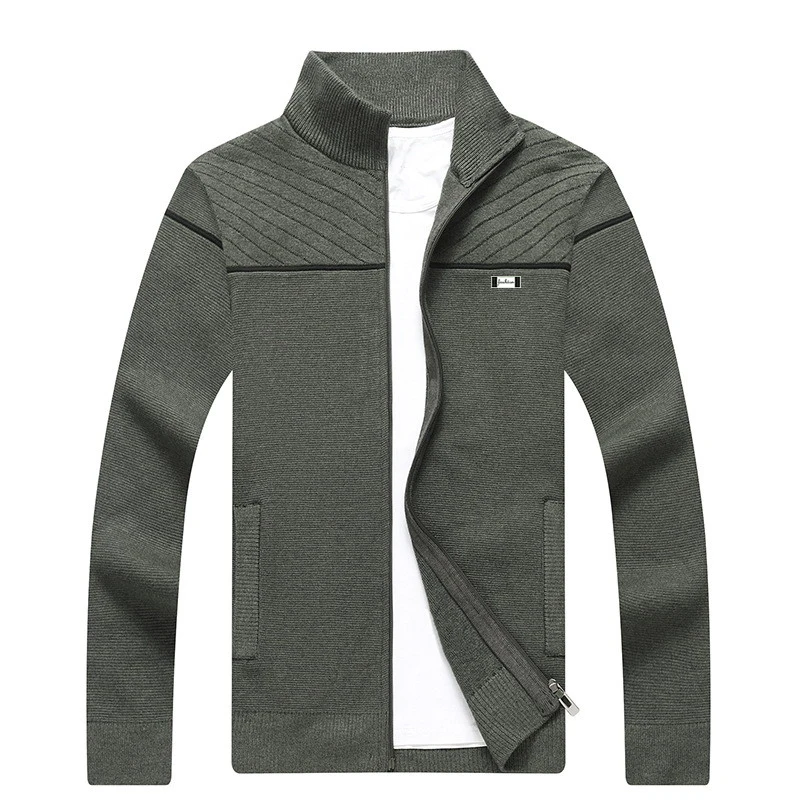 

Mens Sweater New Spring Autumn Fashion Embroidered Logo Brand Stand Collar Casual Solid Color Slim Knit Cardigan Sweater 813