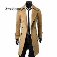 men jacket warm winter trench coat long outwear button overcoat male casual windbreaker overcoat jackets coats wool