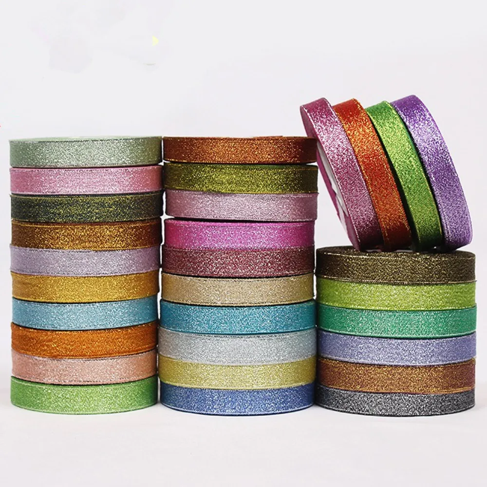 

15mm 25yards Glitter Onion Ribbon Chrismas Wedding Decor Cake Candy Wrap Materials Box Package Ribbons DIY Accessories