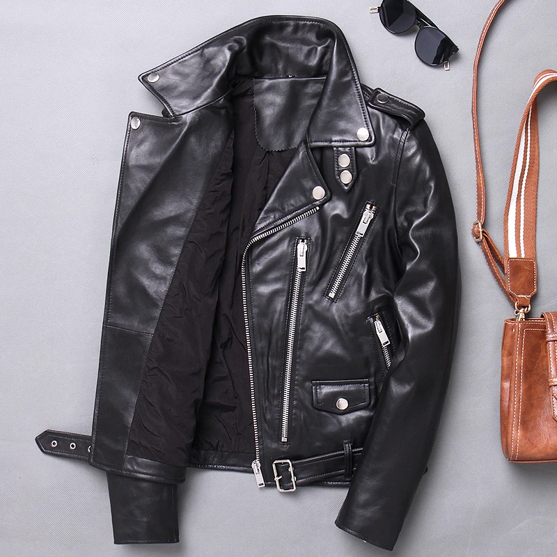 Sheepskin Coat Short Genuine Leather Jacket Women Clothes Biker Motorcycle Jacket Slim Fit Chaquetas Mujer 2020 X-1865N KJ5668