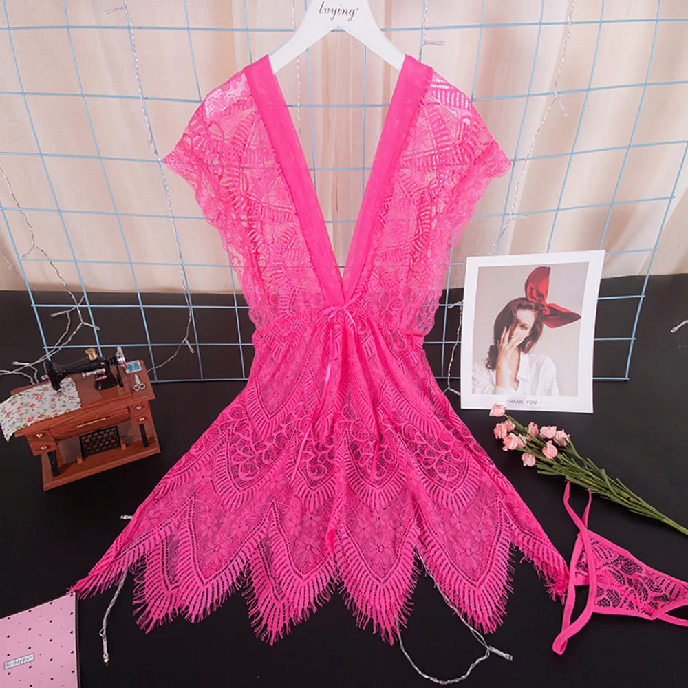 Женская пижама сексуальное кружевное Ночное платье женское нижнее белье с