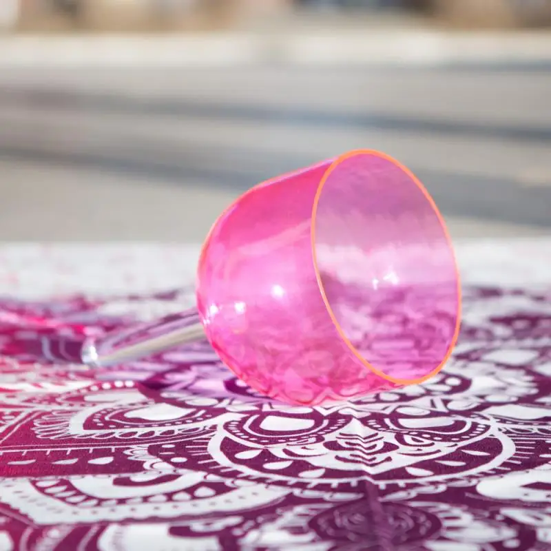 5 дюймов прозрачный розовый цветной кварцевый поющая чаша с ручкой + один