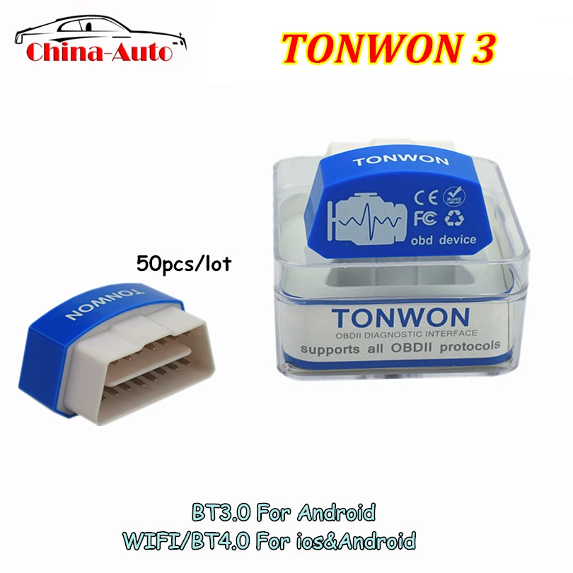 50 шт. TONWON 3 с Wifi для iOS и Andiord OBDII Bluetooth 4 0/3 0 устройство Vgate проверка двигателя