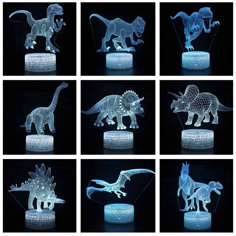 Светодиодный ночник с мультяшным динозавром 16 цветов сенсорное управление