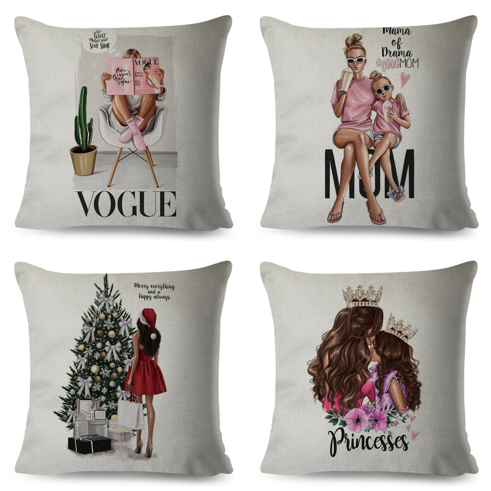 ZENGIA черный коричневый детская мама подушка для королевы чехол льняная 45*45