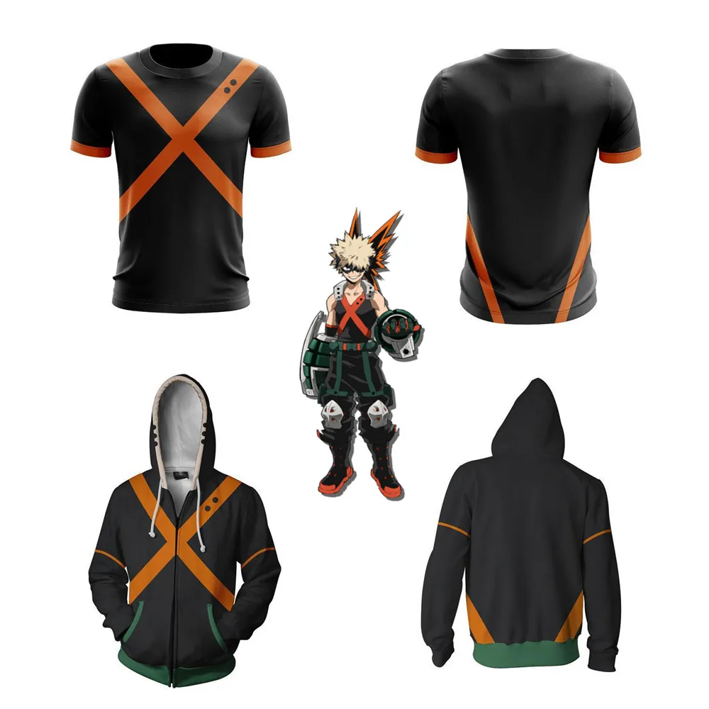 Мой герой academic Bakugou костюм кацуки для косплея My Hero толстовки с 3D принтом на молнии