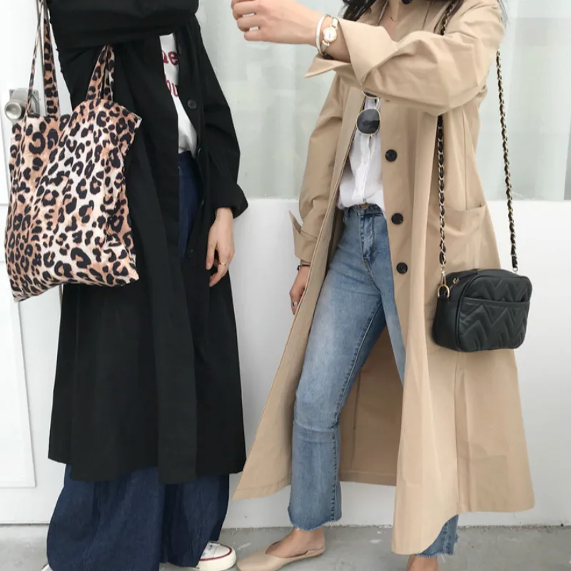 Женский Осенний плащ с длинным рукавом длинный женский кардиган карманами