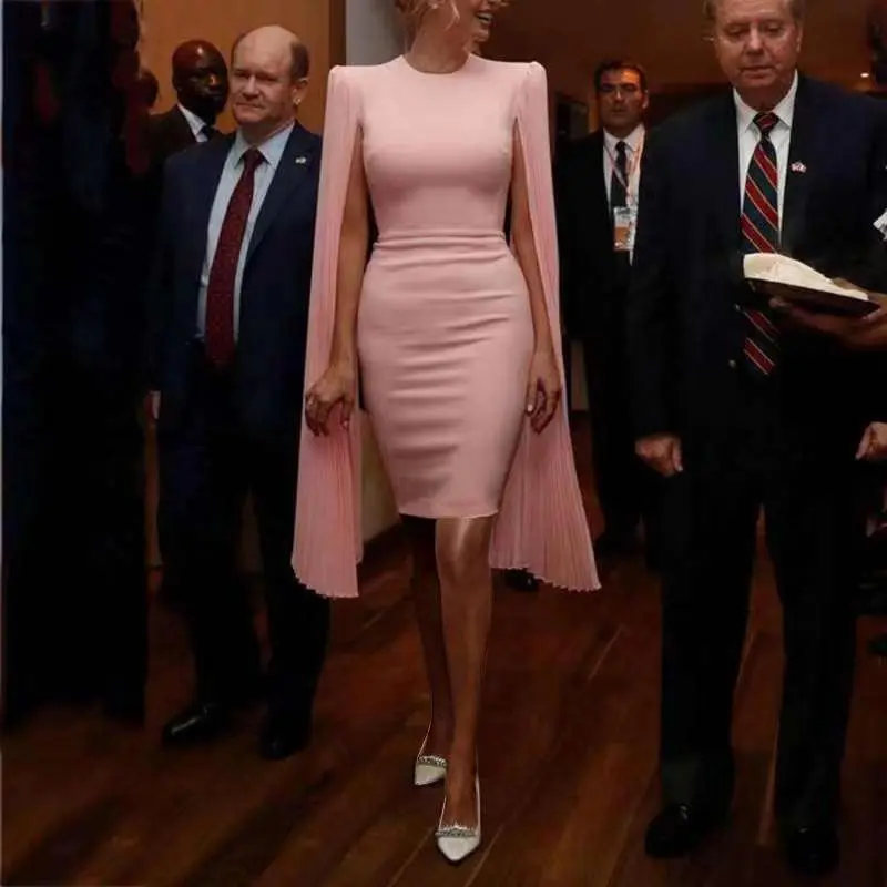 До колена круглый вырез офисный женский вечеринка Bodycon платье 2019 Новое