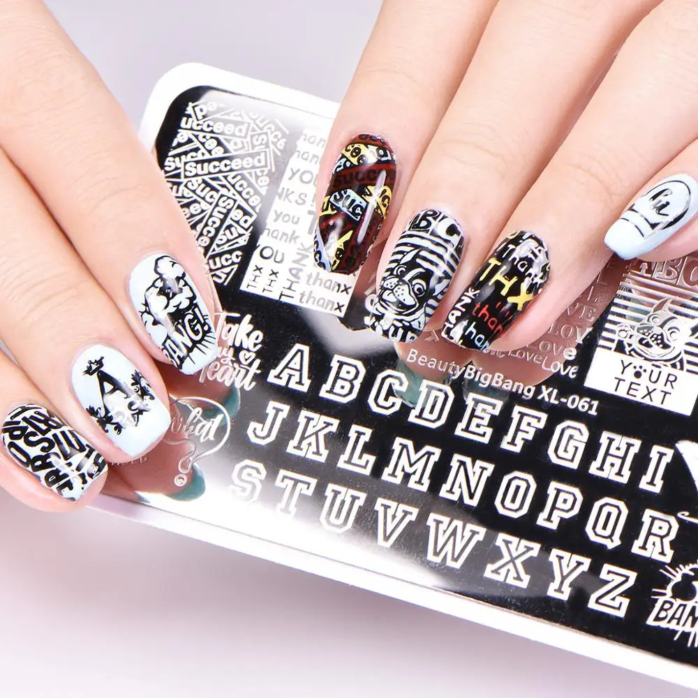 BEAUTYBIGBANG 6*12 см пластины для штамповки ногтей прямоугольные буквы дизайн алфавита