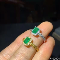 kjjeaxcmy fine jewelry 925 sterling silver inlaid natural gemstone emerald female miss girl woman new ring trendy support test
