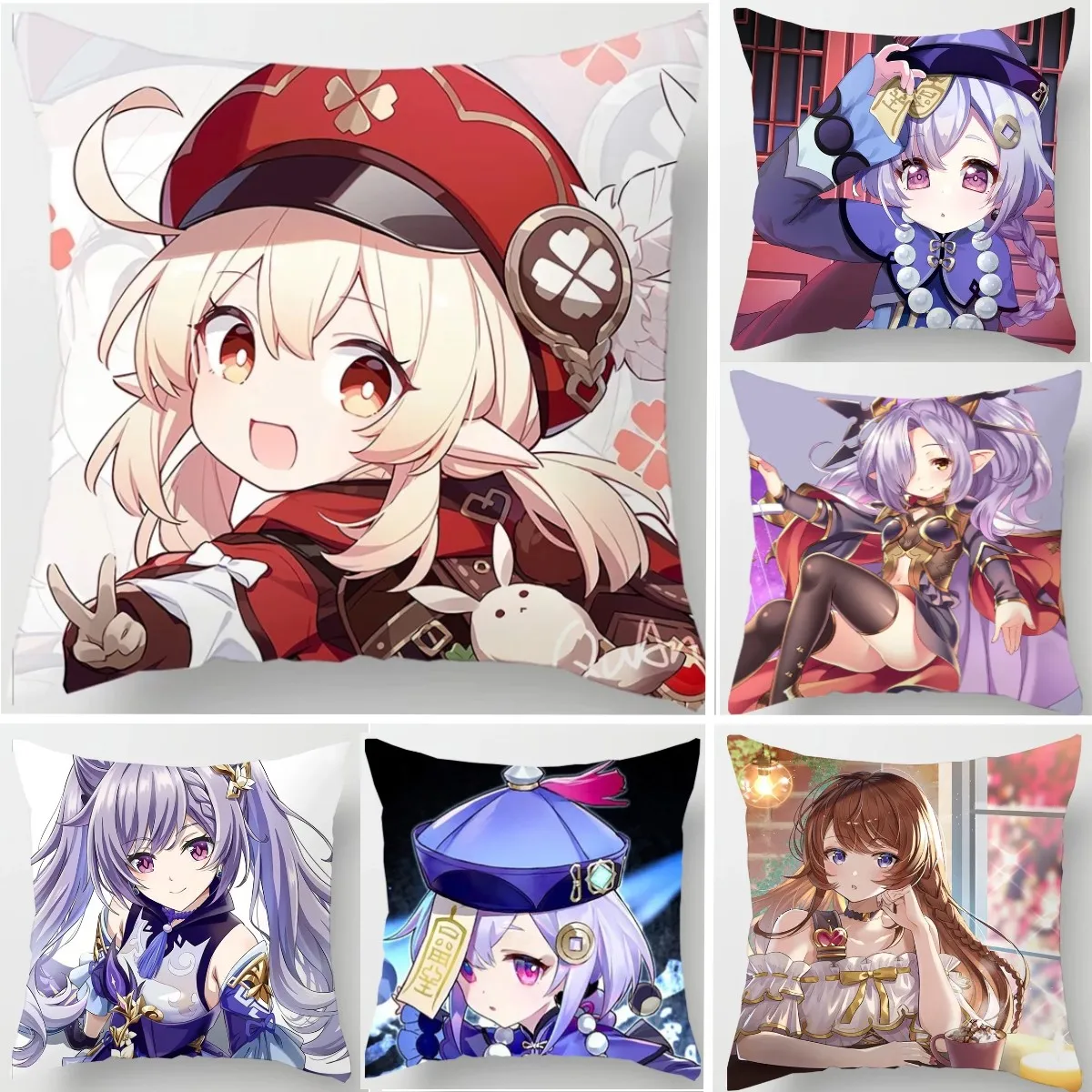 Подушка для обнимания 45x45 Аниме игровая Genshin Impact Kawaii Loli подушка девочки покрывало
