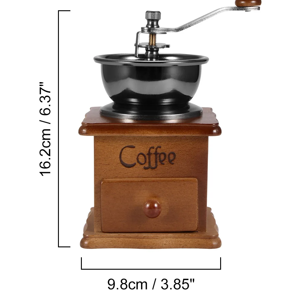 Coffee Bean Grinder Wooden Manual 3 adjustable modes Hand Metal Retro Spice Burr Mill for Cafe Home | Дом и сад