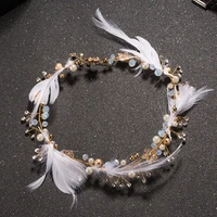 wedding accessories feather hair band white gold sweet and smart fairy hair accessories wedding jewelry