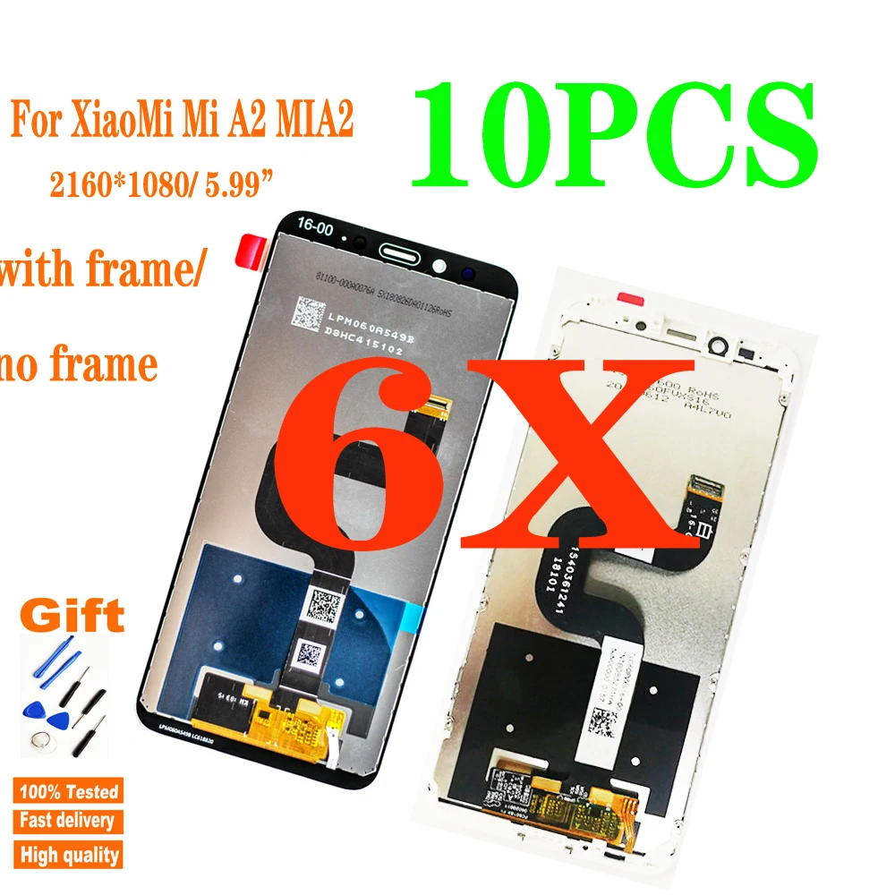 

Оригинальный ЖК-дисплей 5,99 дюйма для Xiaomi A2 MI A2, ЖК-дисплей с сенсорным экраном в сборе, дигитайзер для xiaomi 6X Mi6X, сменный дисплей, 10 шт.