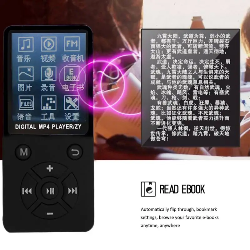 

Mini Portable MP3 Music Player MP4 Media FM Radio Hi-Fi Lossless Sound Player Games Movies Music Players Built InMicrophone