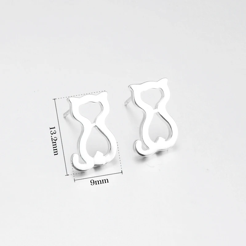 New cute cat shaking his tail 925 Sterling Silver hollow out fashion trend DIY fine women Stud Earrings luxury party Jewelry | Украшения и