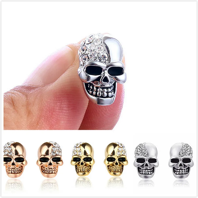 Новые круглые блестящие висячие серьги в стиле панк с золотым черепом