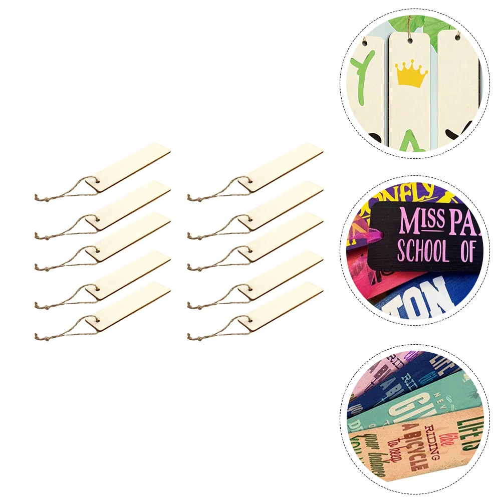 

20pcs DIY Page Markers Wooden Blank Listings Unfinished Hanging Bookmarks (Wood Color)