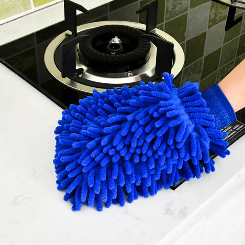 Перчатки для мытья автомобиля чистящее губчатое полотенце ультратонкое волокно