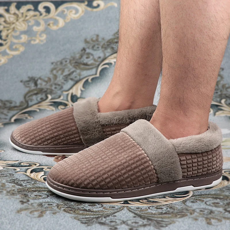 

Men's Slippers Memory Foam Winter House Slippers Velvet TPR Home slippers male Soft Designer bedroom Shoes for man Indoor