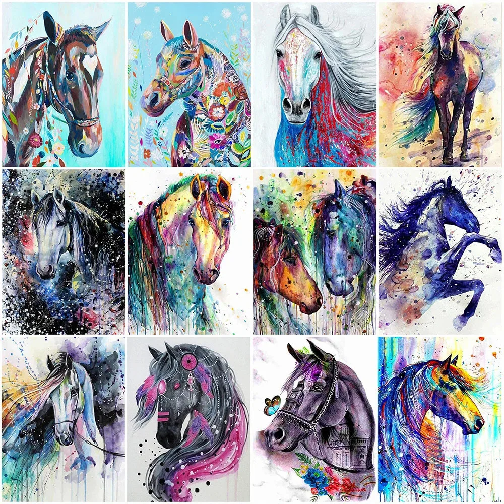 

5D Diamond Embroidery Color Horse Picture Of Rhinestone Full Square Diamond Painting Animal Diamond Mosaic Handicraft Wall Art