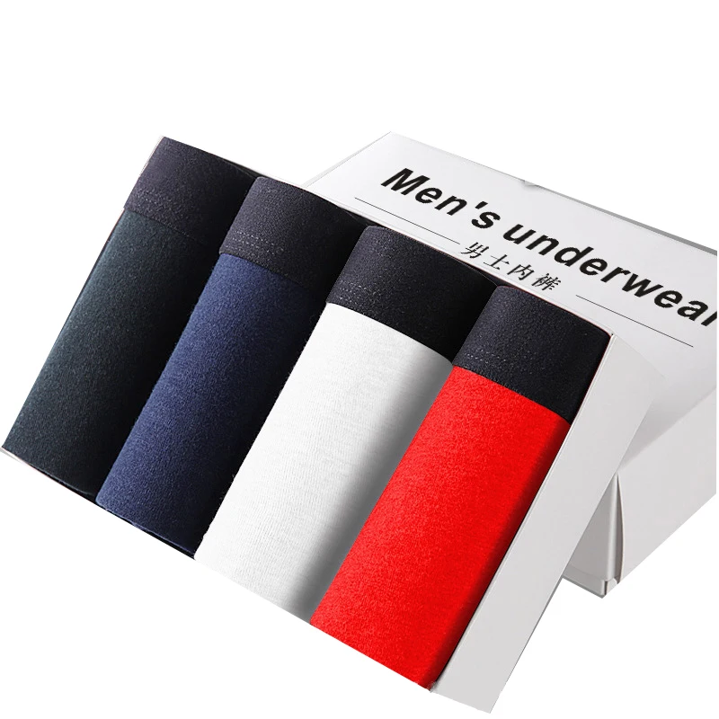 4Pcs/Lot Men's Panties Boxer Print Underwear Cotton Shorts For Male Couple Sexy Set Calecon Large Size Underpants L-3XL