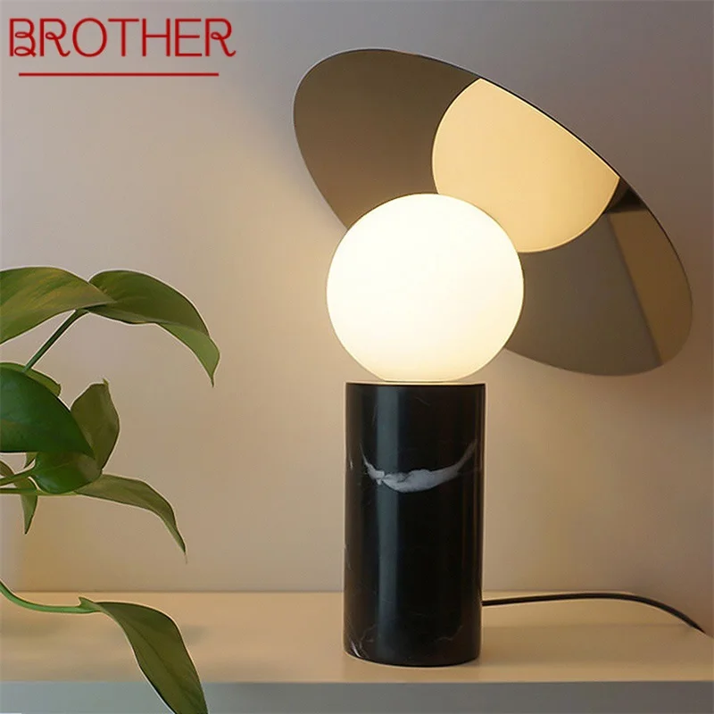 

BROTHER Modern Office Table Light Creative Design Simple Marble Desk Lamp LED Decorative For Foyer Living Room Bedroom