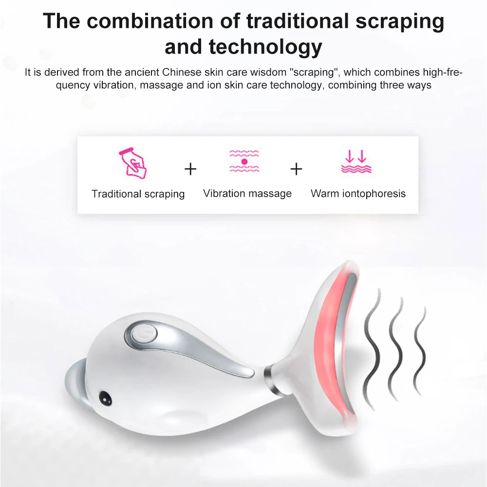 Светодиодный Фотон терапия шеи и лица Массажер для лифтинга вибрации кожи