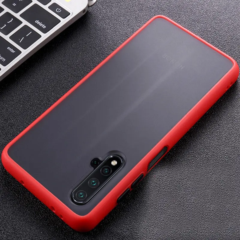 Прозрачный армированный чехол для телефона huawei Honor 20 Pro, противоударный силиконовый чехол huawei Honor 20S Nova 5 T, чехол на заднюю панель - Цвет: Red