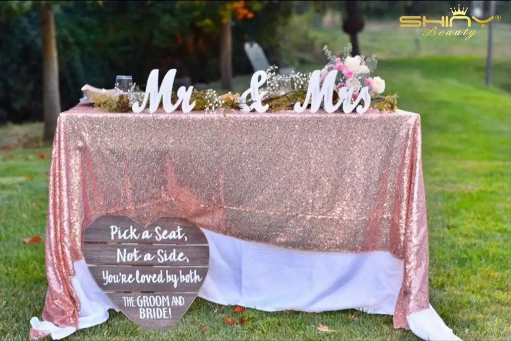 Pink Gold ShinyBeauty 90x132-Inch-225x330CM Квадратная бирюзовая скатерть с блестками, сверкающий стол с блестками-больше вариантов цвета-R - Цвет: Pink Gold