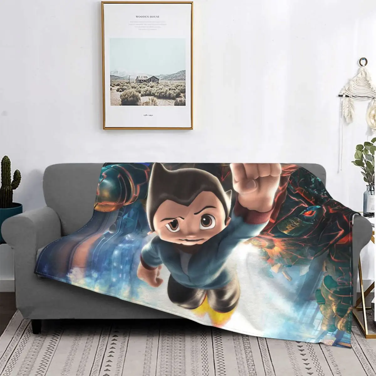 

Tetsuwan Atom Astroboy Sci Fi Comics manta de franela Jet Engine acogedora colcha de lana suave