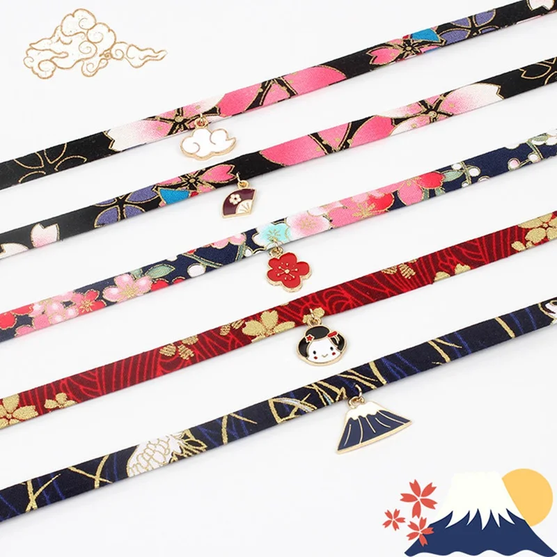 Japanese Retro Crane Cherry Tassel Choker Dark Red Personality Neck Band Collar Chain Jewelry Accessory Gift | Украшения и