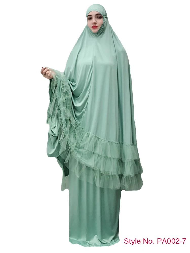 Light Green Khimar Мусульманская женская молитвенная одежда Khimar юбка комплект длинное платье хиджаб Арабская абайя Jilbab Niqab Afghanistan Clothes For Namaz - Цвет: Light Green Khimar