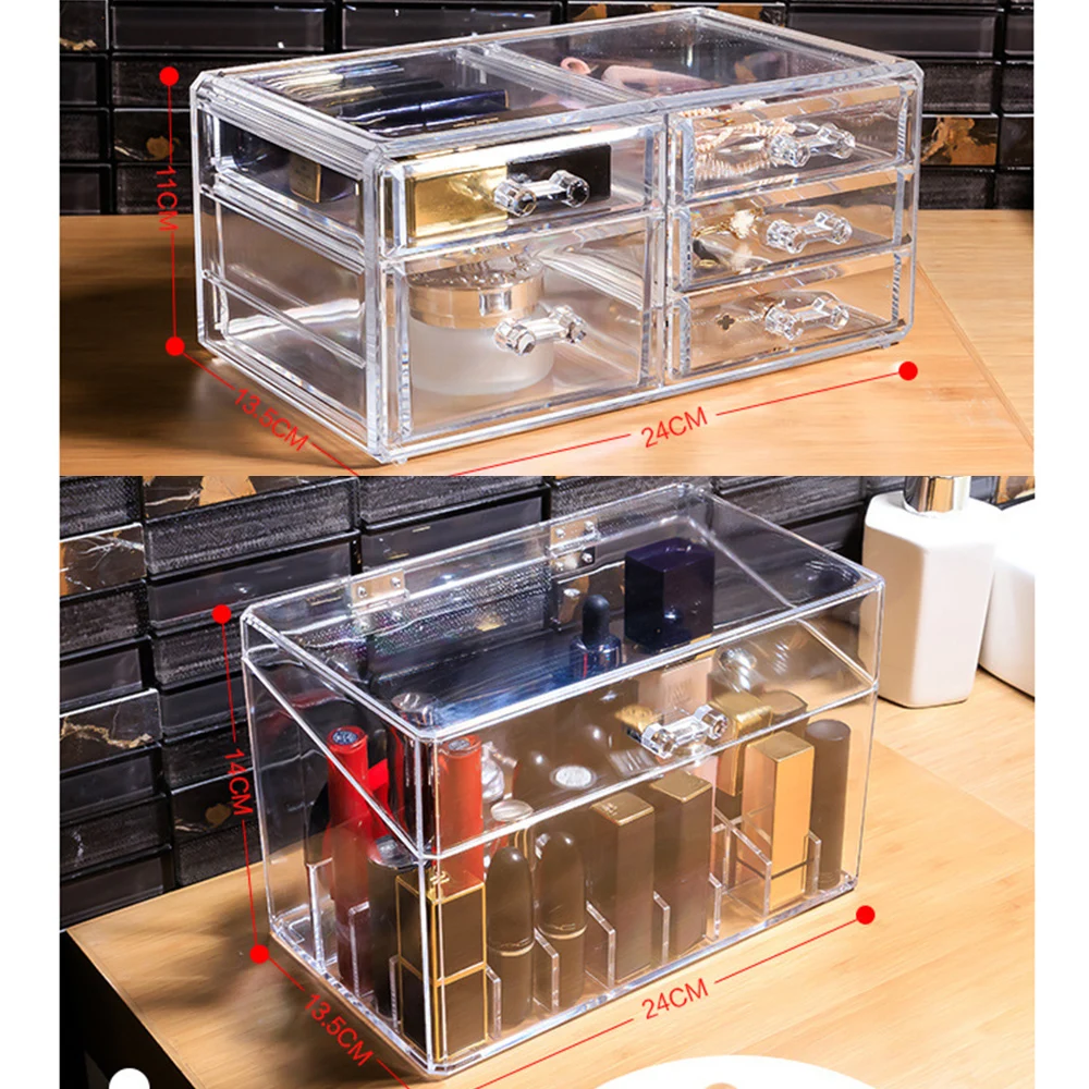 Makeup Organizer Storage Boxes Transparent Drawer-type Stackable DIY Combination Cosmetic Acrylic Jewelry Box D30 | Дом и сад