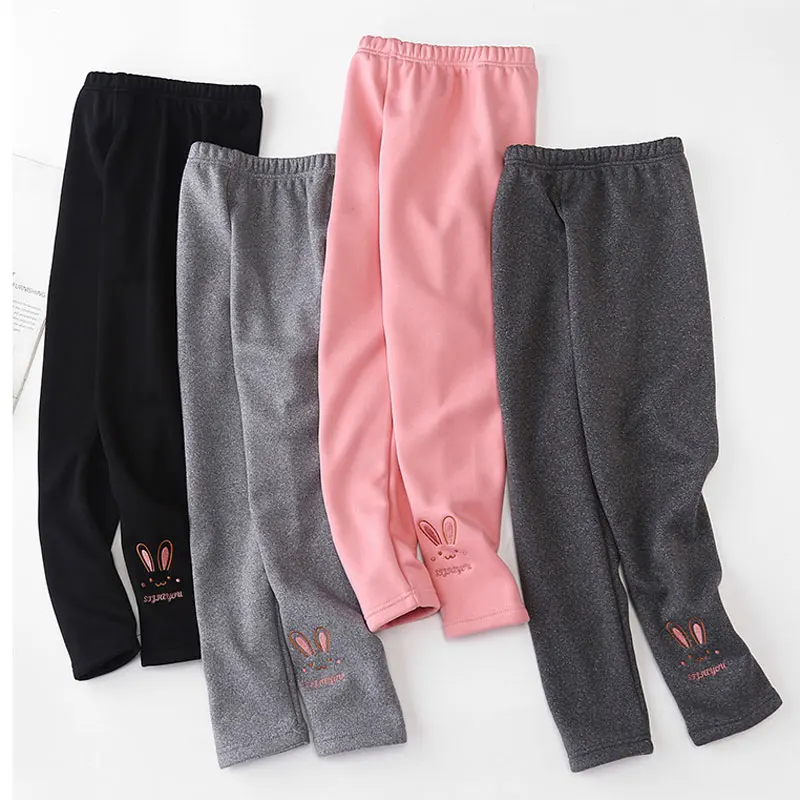 Kids Girls Leggings Autumn Winter Embroidered Rabbit Children Trousers Girl Casual Pencil Pants Cute Toddler Leggings