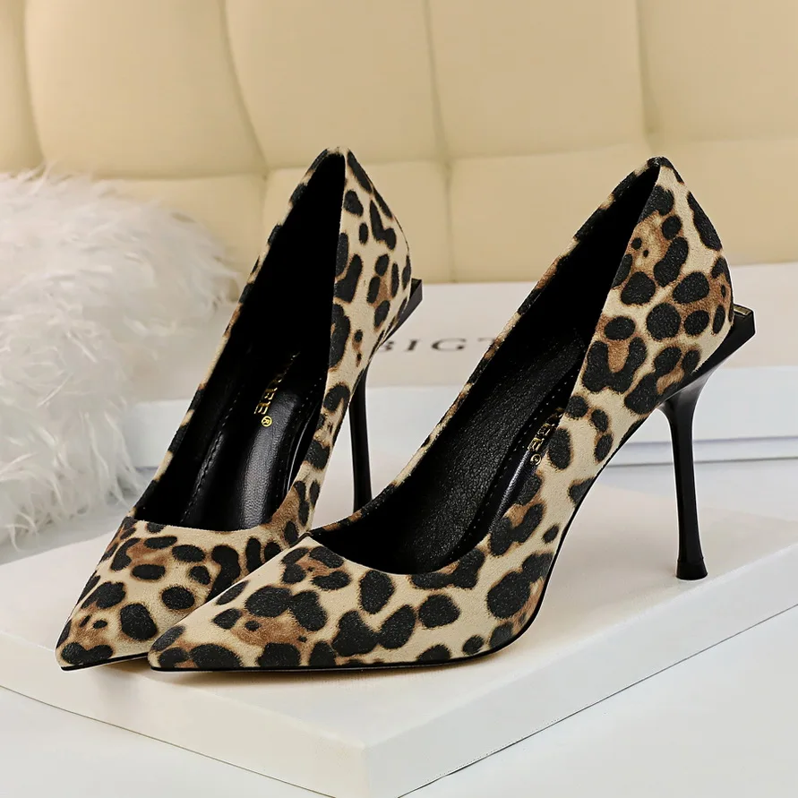 Женские туфли лодочки с леопардовым принтом на высоком каблуке 10 см|Женские