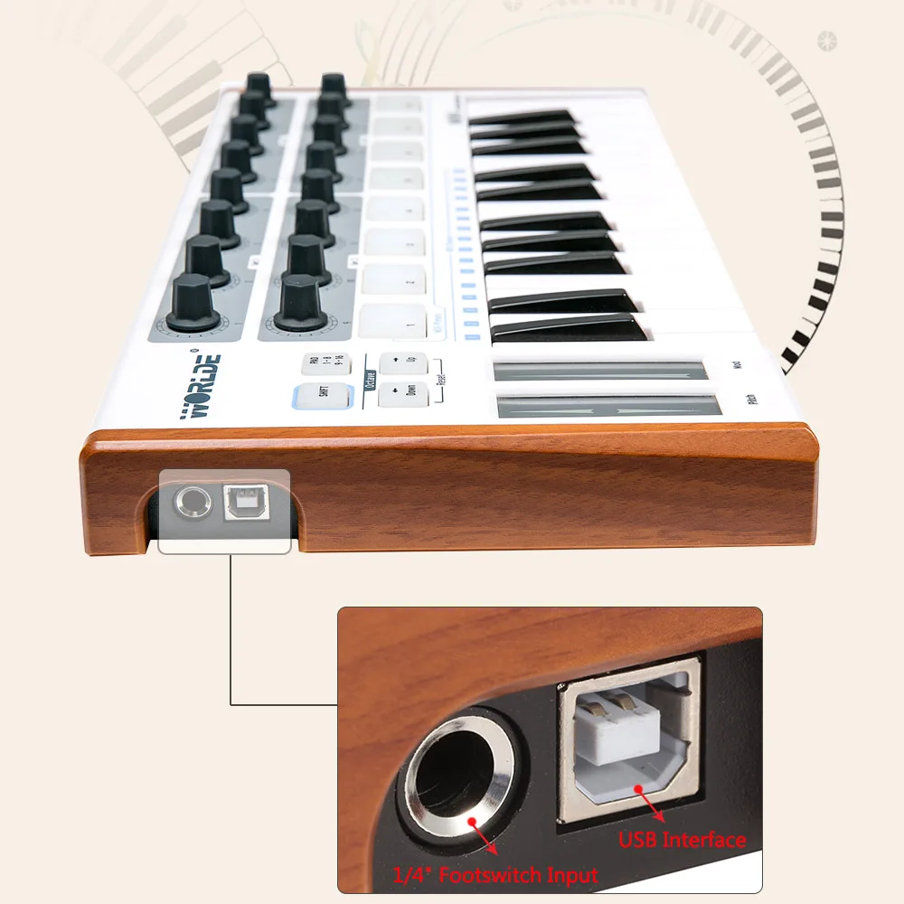 На выбор ультра Портативный 25 ключ USB MIDI Drum контроллер клавиатуры Мини